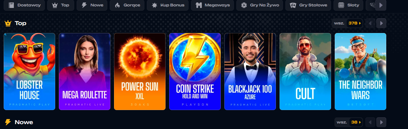 A vibrant online casino interface showcasing various gaming options and colorful slot machines.